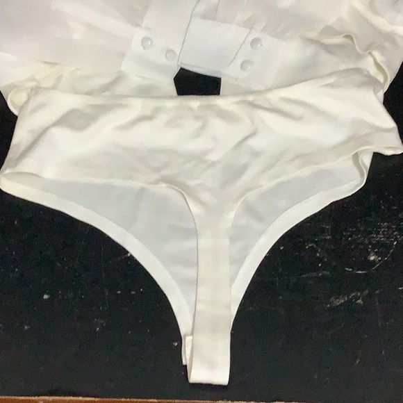 Fashion Nova White Peplum Cut Out Bodysuit - Picture 5 of 8